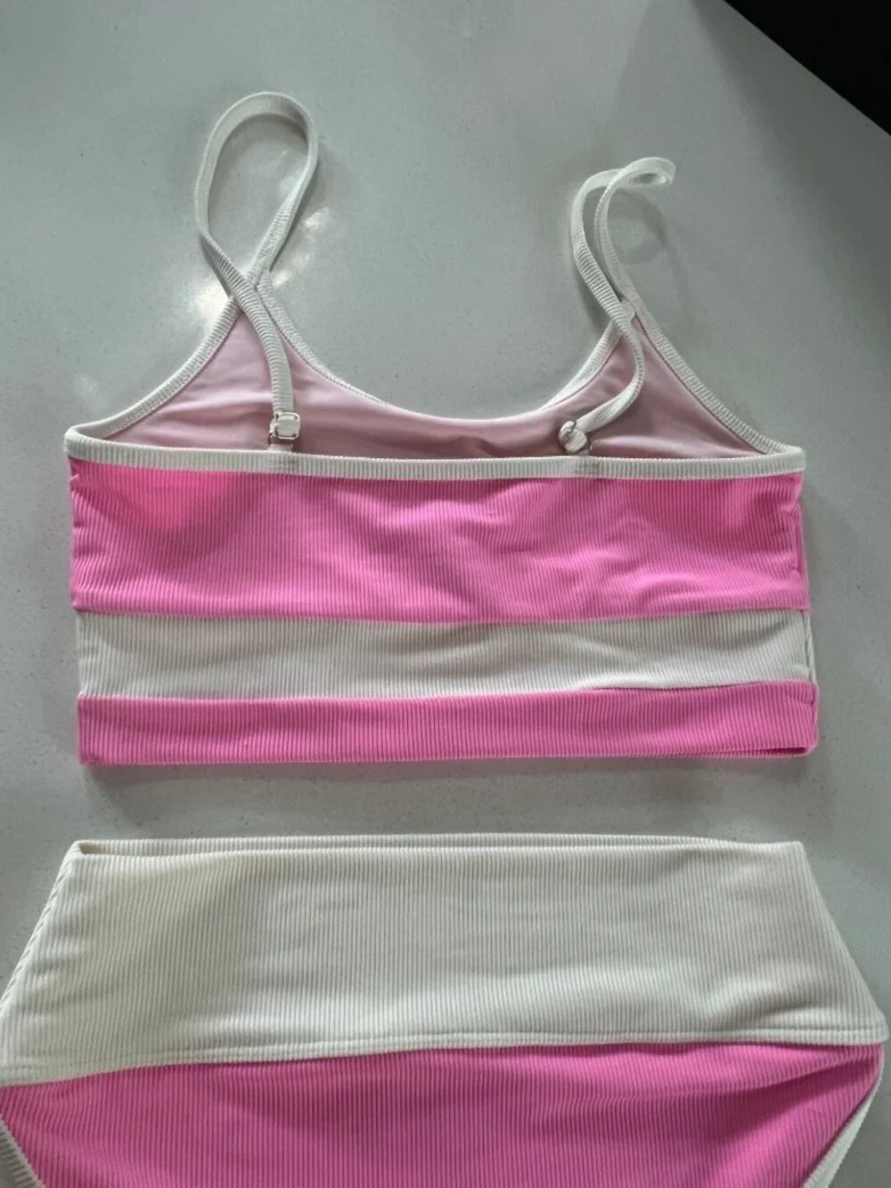 Beach Riot Eva Colorblock pink Bikini Top and bottom set size L